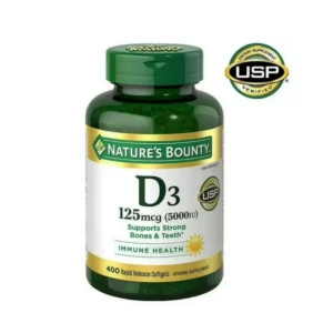 Nature’s Bounty Vitamin D3 – 125mcg (5000 IU) – 400 Softgels | Bone, Teeth & Immune Support
