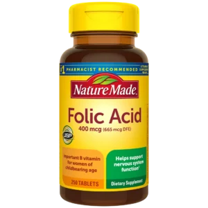 Nature Made Folic Acid 400 mcg – Women’s Health & Nerve Support (250 Tablets)