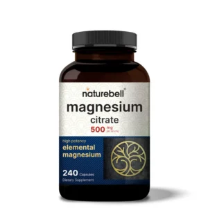 NatureBell Magnesium Citrate 500mg, 240 Capsules | High-Purity Elemental Form | Heart, Muscle & Digestion Support | Non-GMO, Gluten-Free