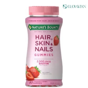 Nature's Bounty Optimal Solutions Hair, Skin & Nails Vitamin Gummies with Biotin, 2500 mcg, Strawberry, 80 Gummies