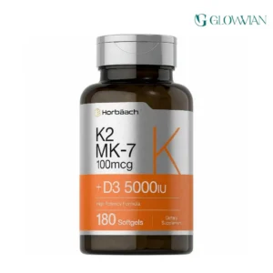 Horbaach Vitamin D3 K2 5000 IU 100mcg MK-7 Complex – 180 Softgel Capsules