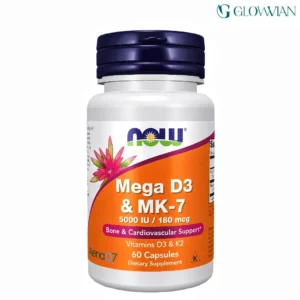 NOW Mega D-3 and K-2 MK-7 180 mg 60 Veg Capsules