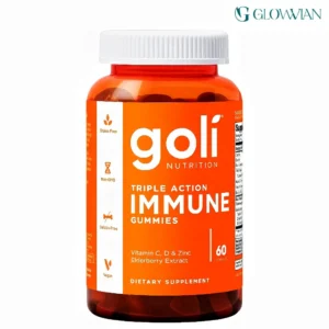 Goli Triple Action Immune Gummies with Vitamin C, D, Zinc - Elderberry Extract, Echinacea, Turmeric, Ginger - 60 Gummies