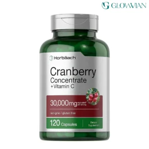 Horbäach Cranberry Concentrate Extract Pills + Vitamin C | 30,000mg | 120 Capsules